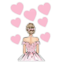 Happy Birthday Butterfly Cake and Cupcake Toppers - Elegant Party and Wedding Decor - 1 pc or set (Heart with girl set)