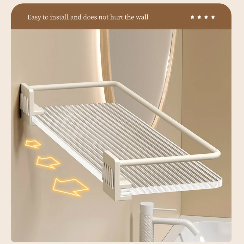 Bathroom Storage Rack Acrylic Transparent Wall Cosmetic Makeup Shampoo Rack Shower Shelf No Drill