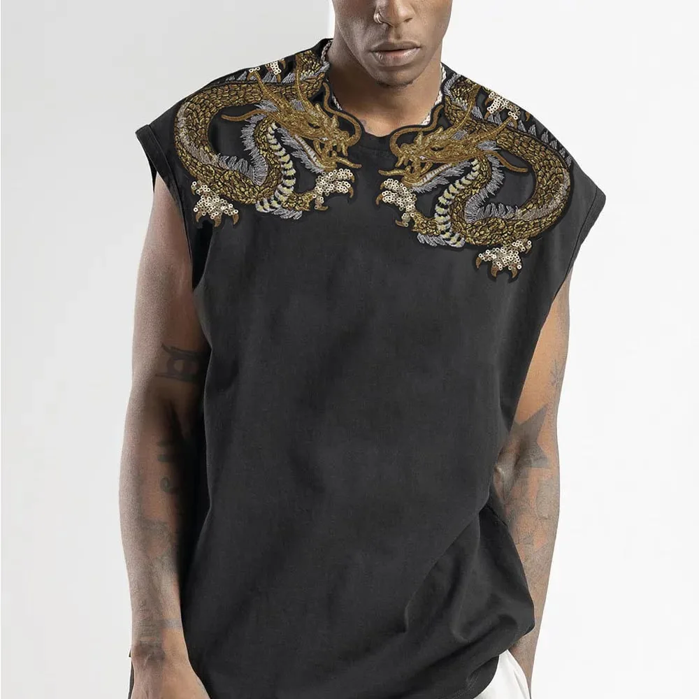 의류용 자수 스팽글 골든 드래곤 패치, 다리미 온 스티커 패치, 바느질 액세서리, 의류 청바지 장식