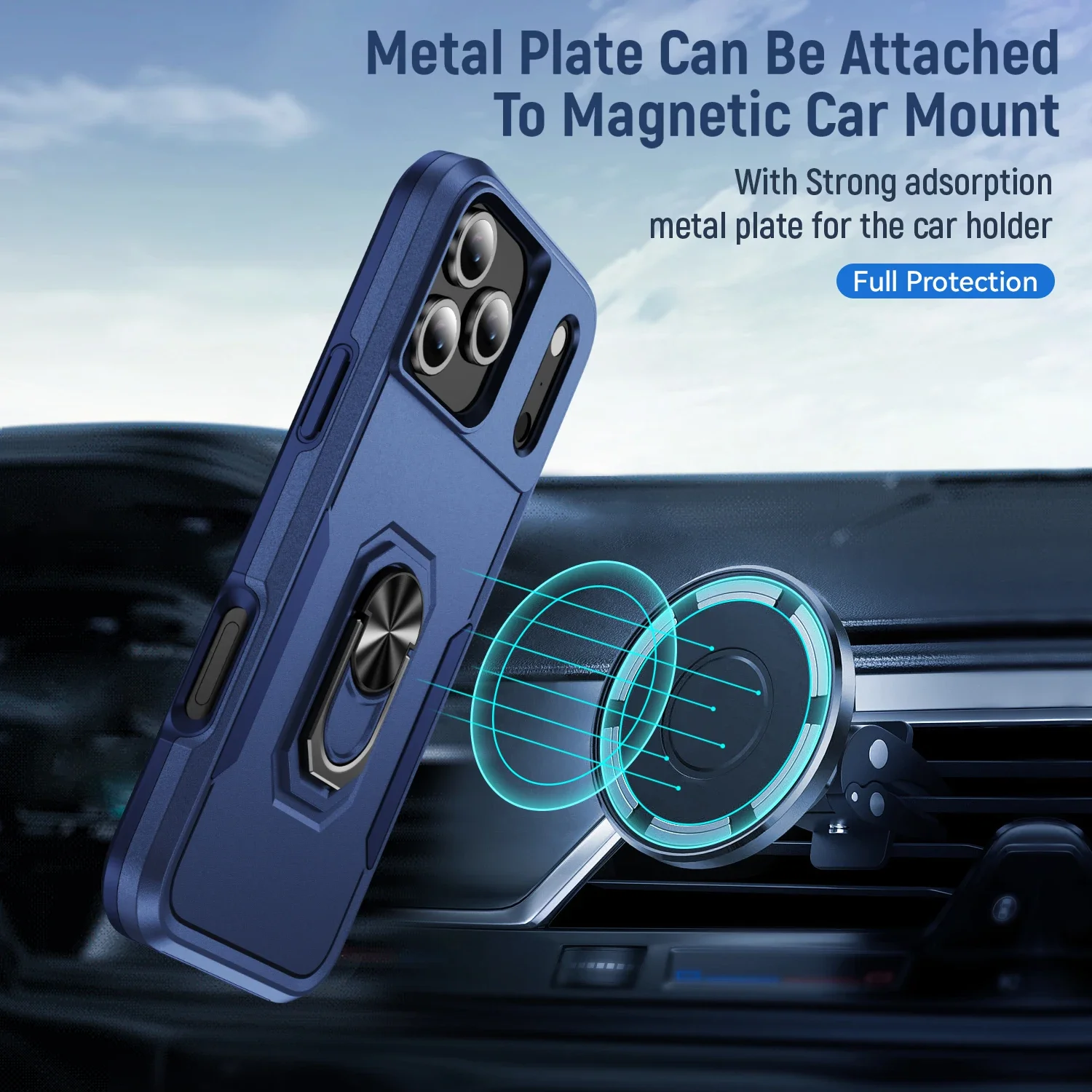 Military Grade Armor Case with Metal Stand and Ring Holder - Durable Coque Cover