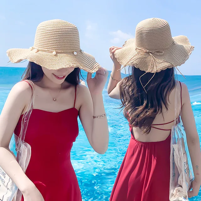 Beach straw hats beach hats for men and women beach outdoor sun protection  sun hats chain donuts sun hats hats - AliExpress