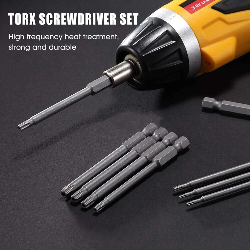 Torx 보안 비트 세트, S2 스틸 마그네틱 보안 스크루드라이버 세트, 상어 진공 T6-T40 별 스크루드라이버, 11 피스, 50mm, 100mm