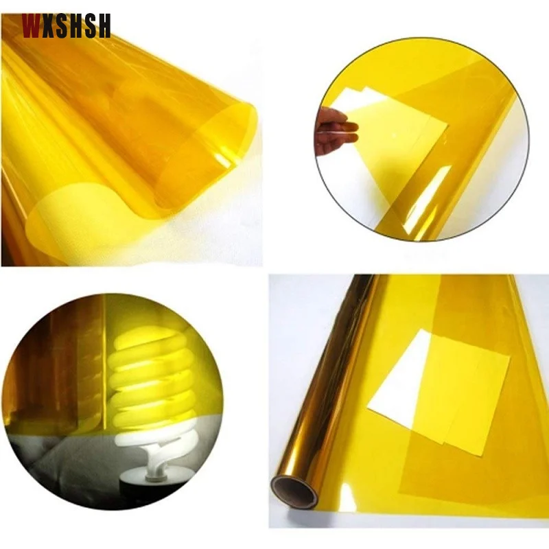 Adhesive Window Sticker Anti UV light PET Insect proof Explosion-proof Tint Film Clean room factory floor Yellow 9m Length
