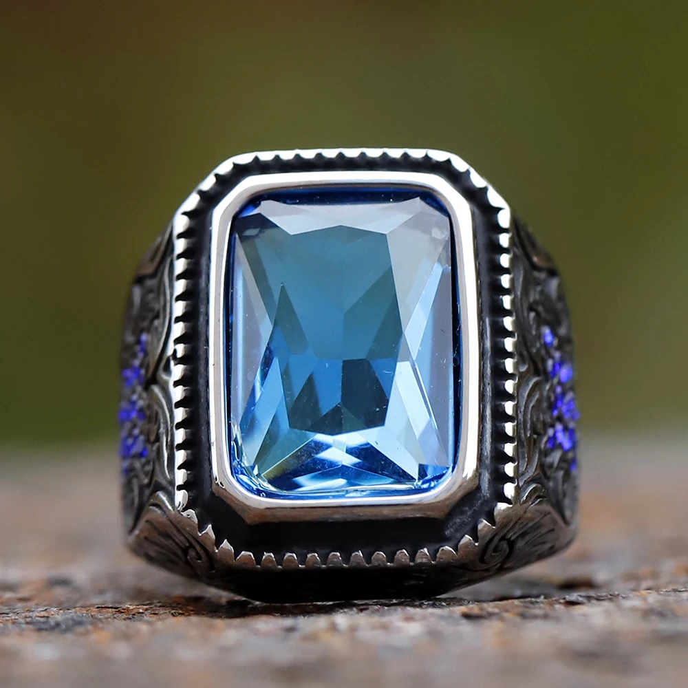 316L Stainless Steel Turkish Stone Ring CZ Ring for Men Unique Design Jewelry Gift finger ring stainless steel ring