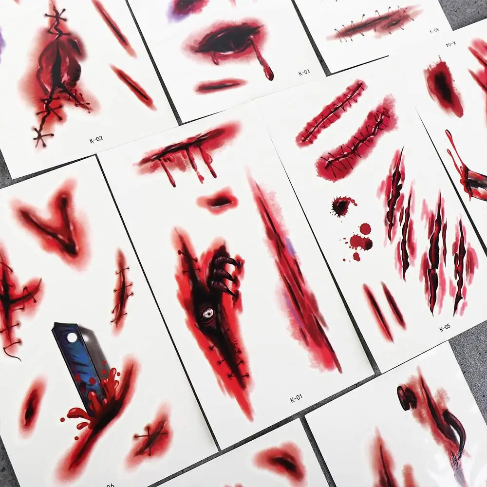 Men Lifelike Scar Spider Design Halloween Body Art Stickers Face Patch Temporary Tattoos Tattoo Stickers