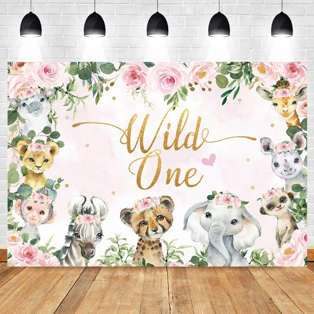 Tropical Jungle Safari Photography Backdrop for Baby Birthday and Family Photoshoots