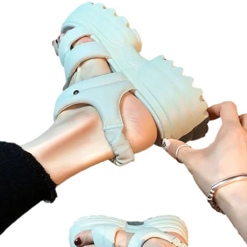 2023 Summer Solid EVA Women's Sandals Fashion Soft Sole Sports Sandals Matsuke High Heels Wear Anti slip Beach Sandals Outside