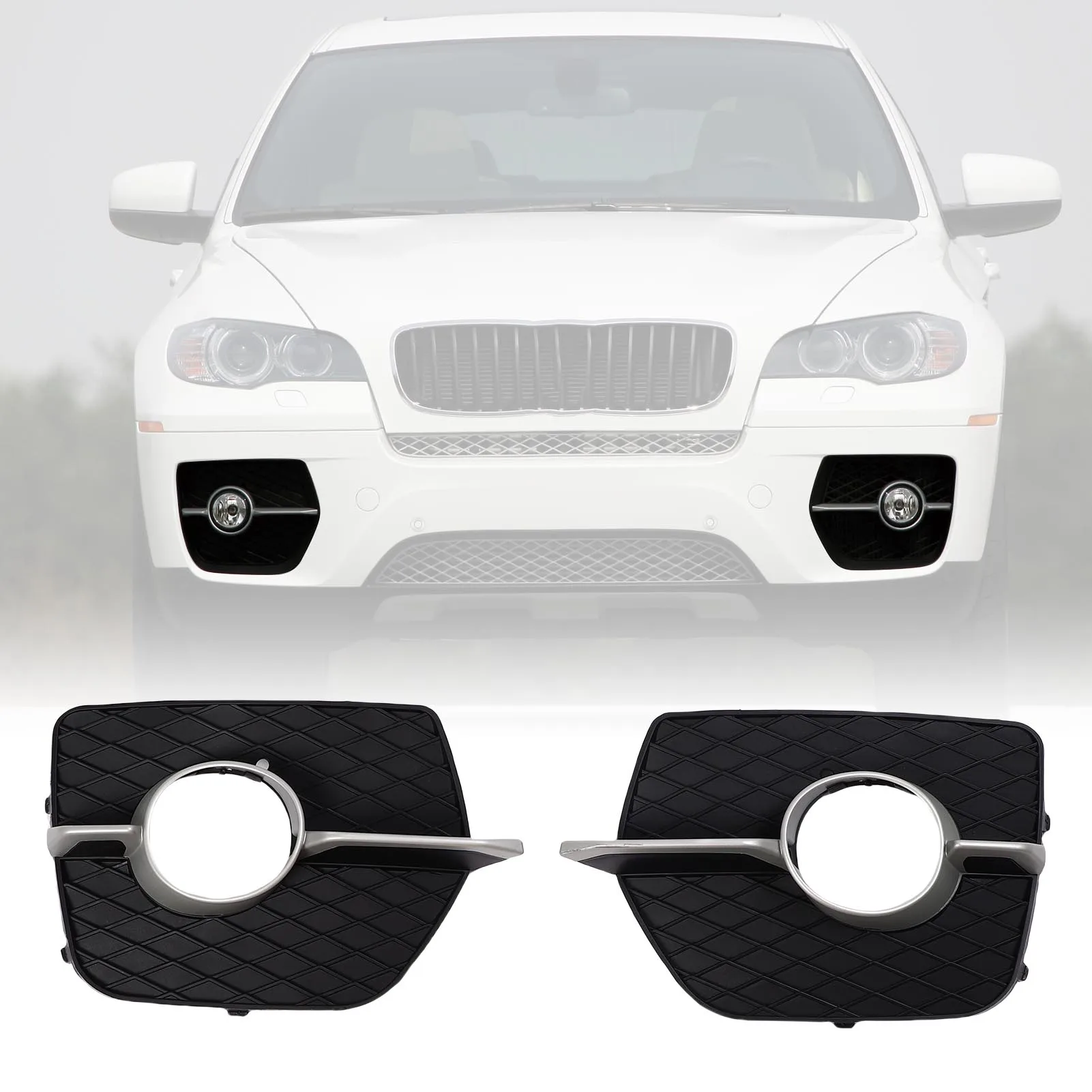 Fog Light Bezel Trim Fog Lamp Grill Trim Scratch Proof Long Lasting 51117188383 Replacement for X6 E71 E72 2008-2014 for Cars