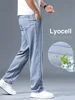Ultra-thin Lyocell Men's Jeans Summer Breathable Soft Straight Loose Trousers Business Casual Ice Silk Denim Pants Light Blue 1