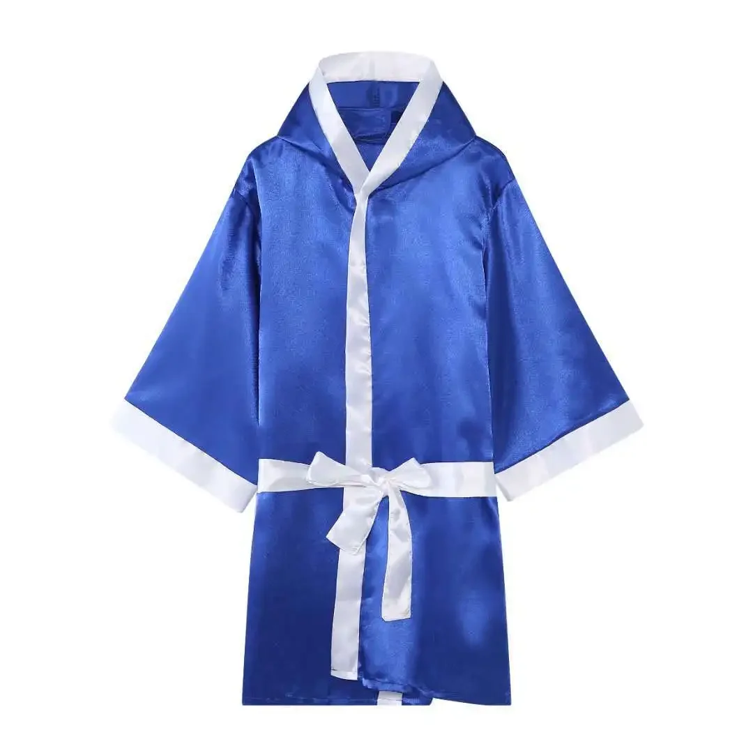 Boksen Mma Gewaden Full Length alkout Gewaad Mannen Vrouwen Volwassen Vechtsporten Kickboksjurk Rood Blauw Zwart Polyester