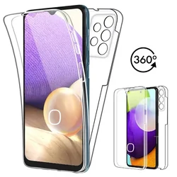360 - Degree Clear Protective Case - Shockproof PC + Silicone Cover - A25 (Clear for Samsung)