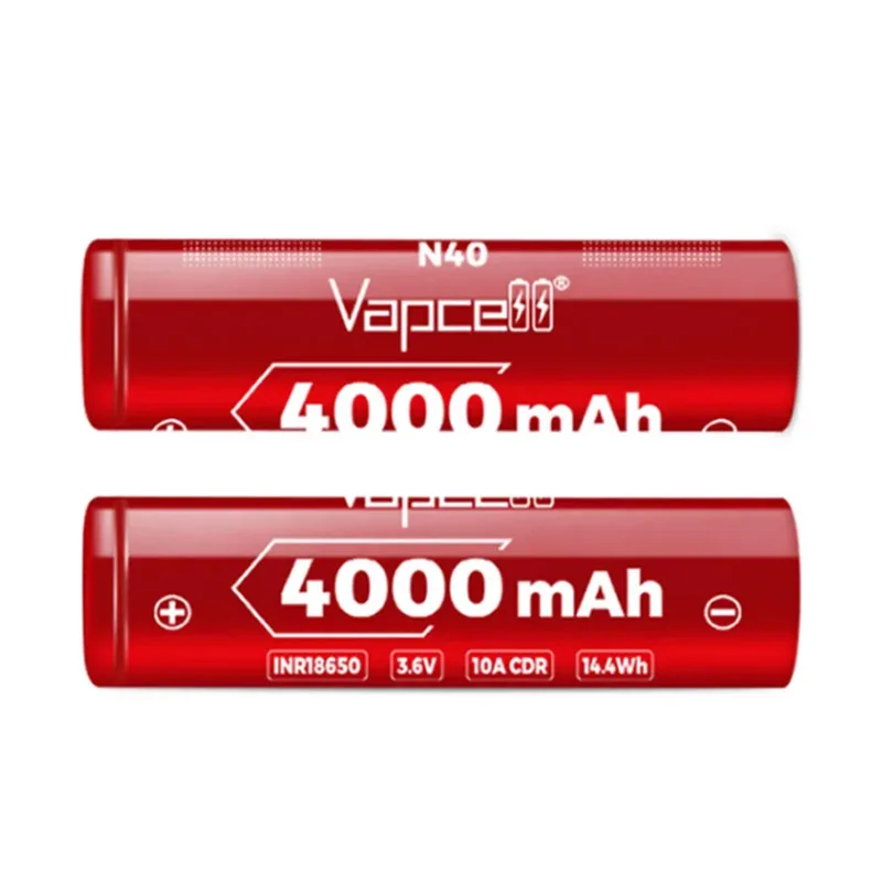 Baterias Recarregáveis para Lanterna Vapcell Maior Capacidade Bateria Li-ion 4000mah N40 Inr 18650 10a 3.6v - Image 6