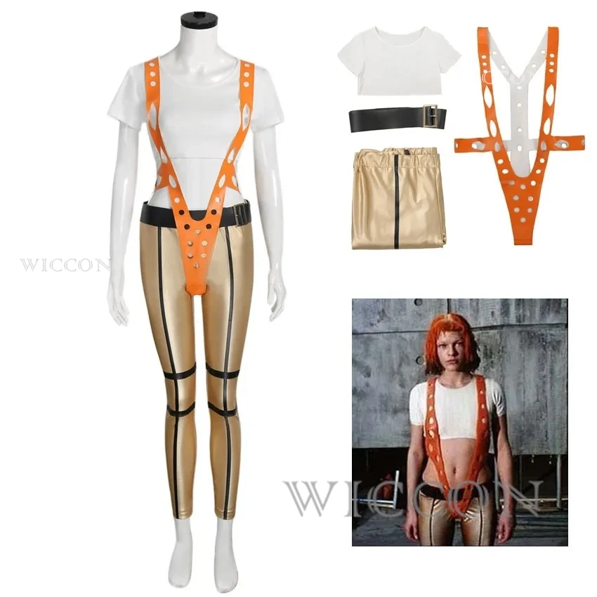 

Костюм для косплея эротического элемента Leeloo, сексуальные обтягивающие брюки, короткая футболка, основной костюм, костюмы для косплея на Хэллоуин