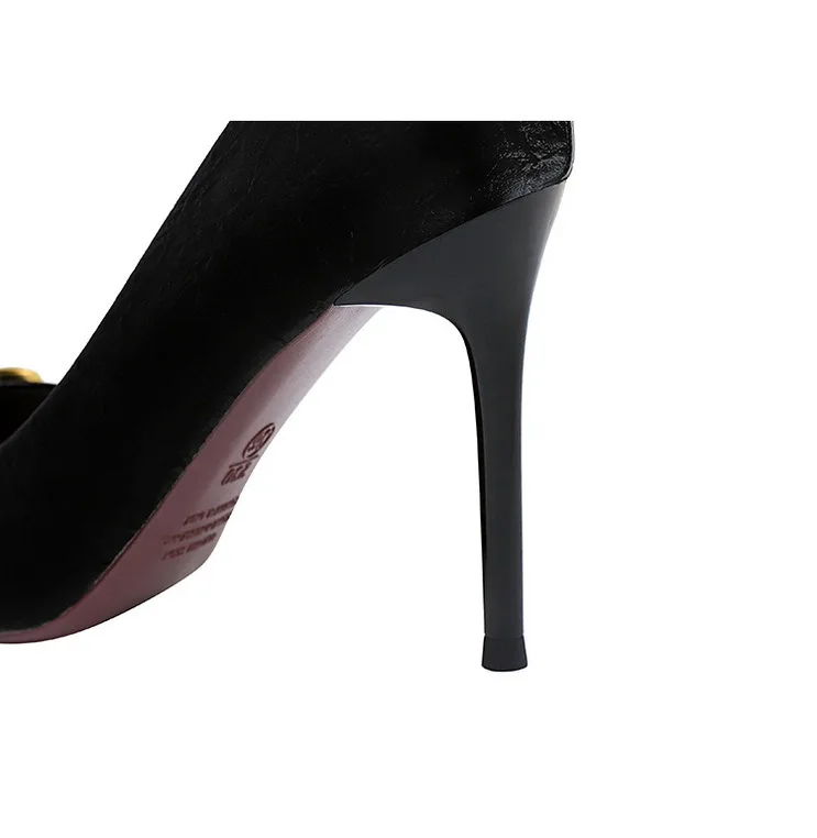 Women 7.5cm 9.5cm High Heels Escarpins Pumps Lady Metal Chain Low Heels Fetish Nightclub Slim Fit Party Green Office Prom Shoes