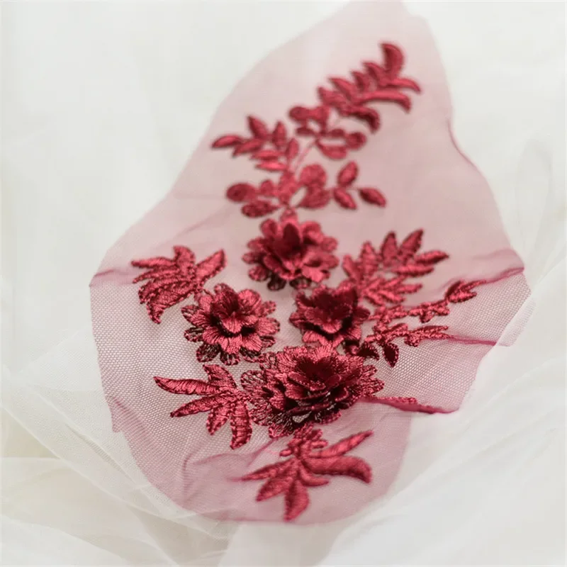 Wedding dress floral embroidery sewing patches lace applique flower trims 10Pcs 17colors available DIY craft BD0335 lace sewing accessories lace sewing supplies sewing patches