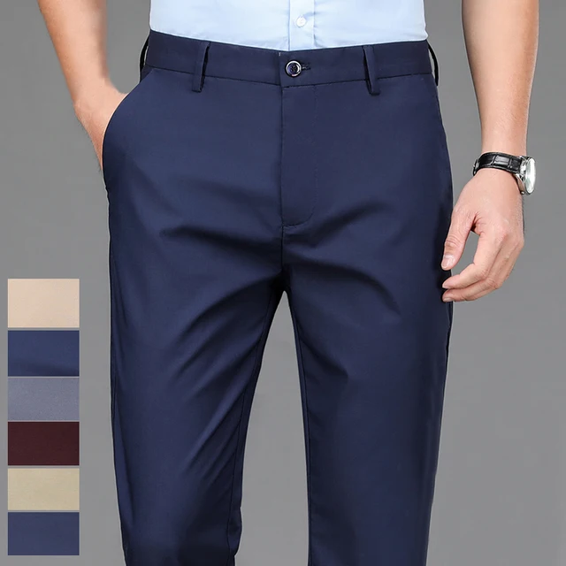 Pantalon homme Stretch solide noir intelligent décontracté pantalon homme bureau séchage rapide costume pantalon nouveau printemps automne coréen pantalon droit 5