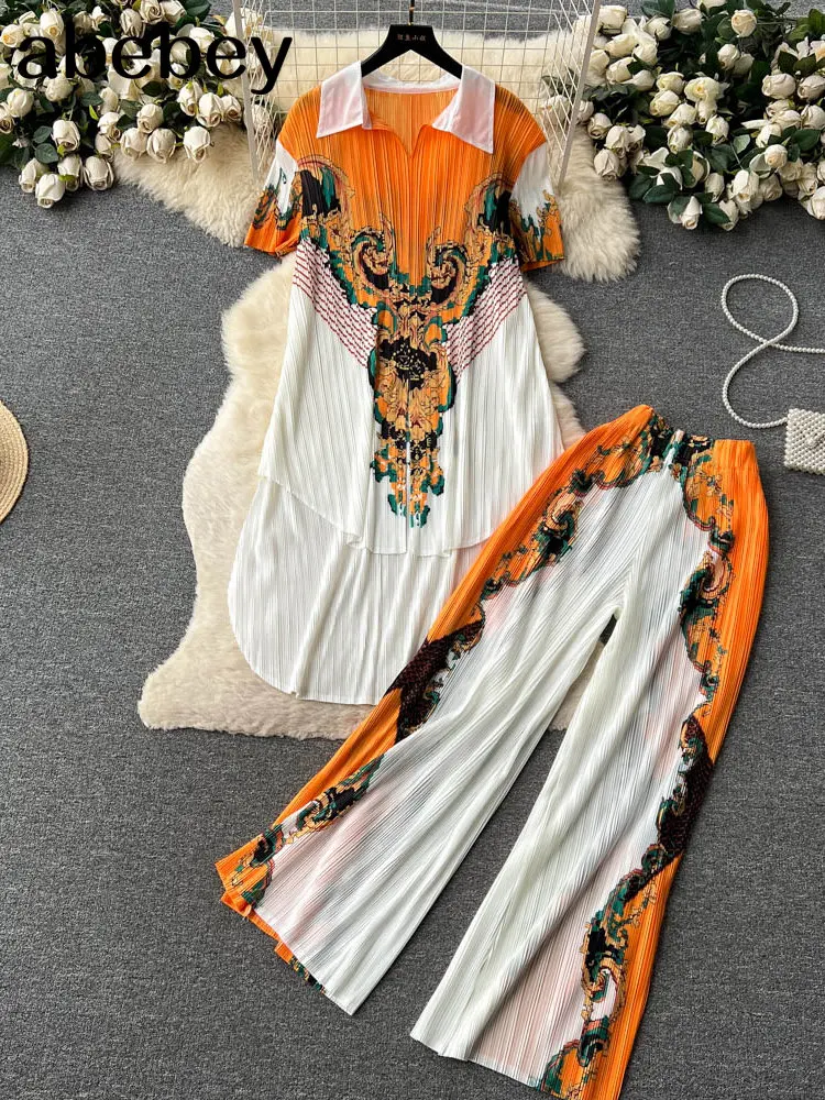 

2023 Summer Loose Casual Suits Women Hollow Out T shirt+Wide Legs Long Pants Sets Fashion Hotsweet Two Pieces Tracksuits