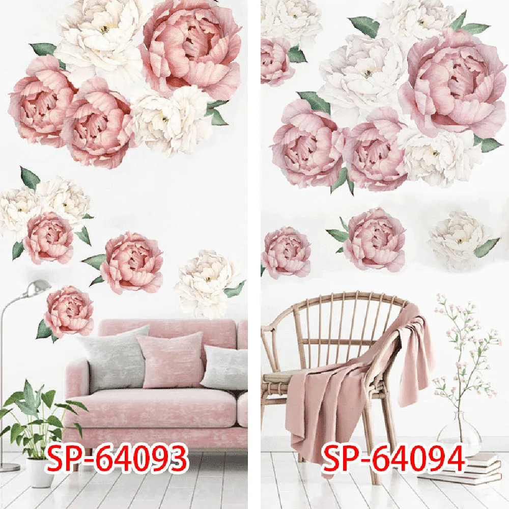 

Creative Peony Self-adhesive Wallpaper Personalized Living Room Decorative Stickers Bedroom Romantic Fashion Wall Stickers