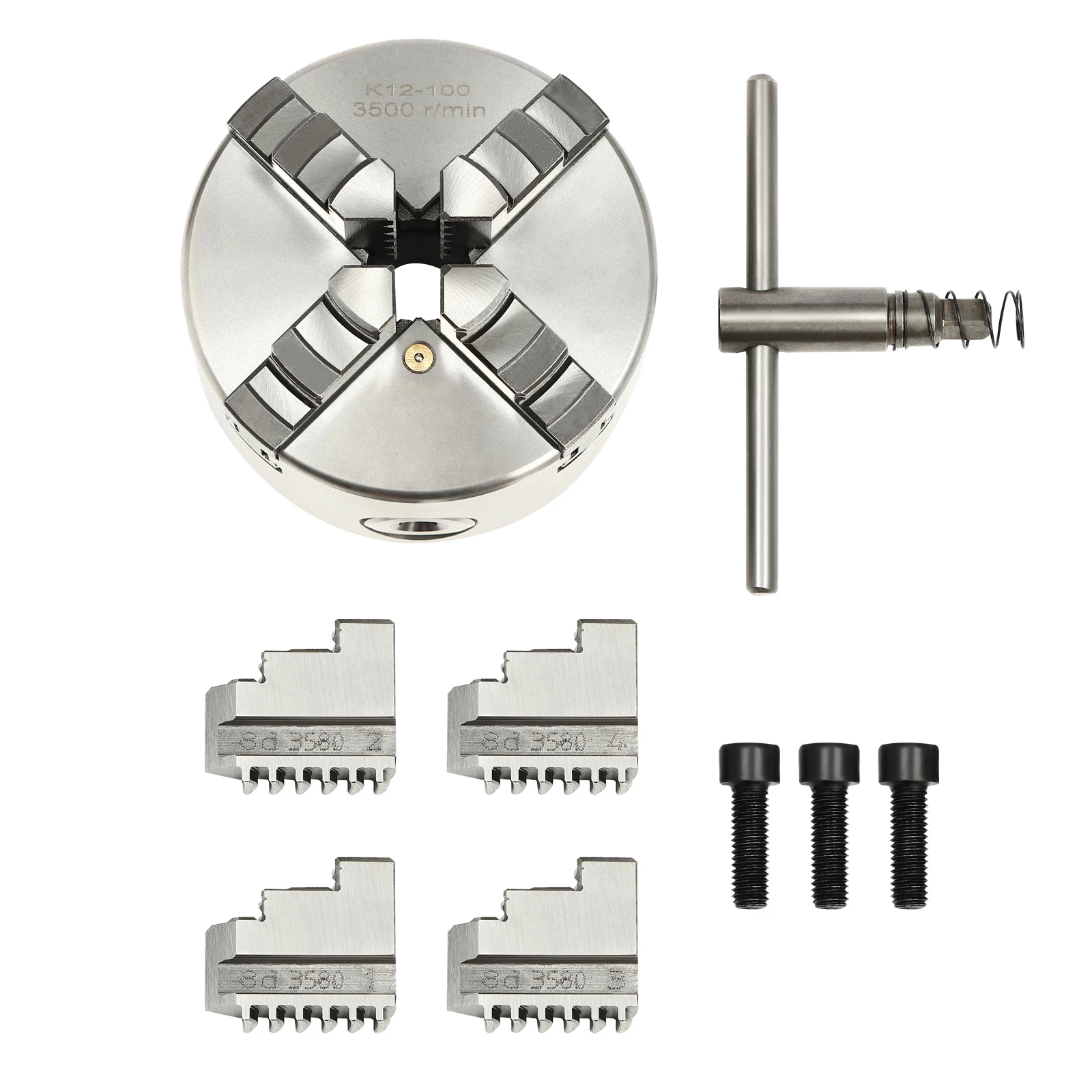 Selbstzentrierendes Drehfutter mit 4 Backen, Drehfutter, Drehfutter-Set, Werkzeugfutter, Präzisionsfutter für CNC-Drehmaschinen, Fräsen – Detail 3