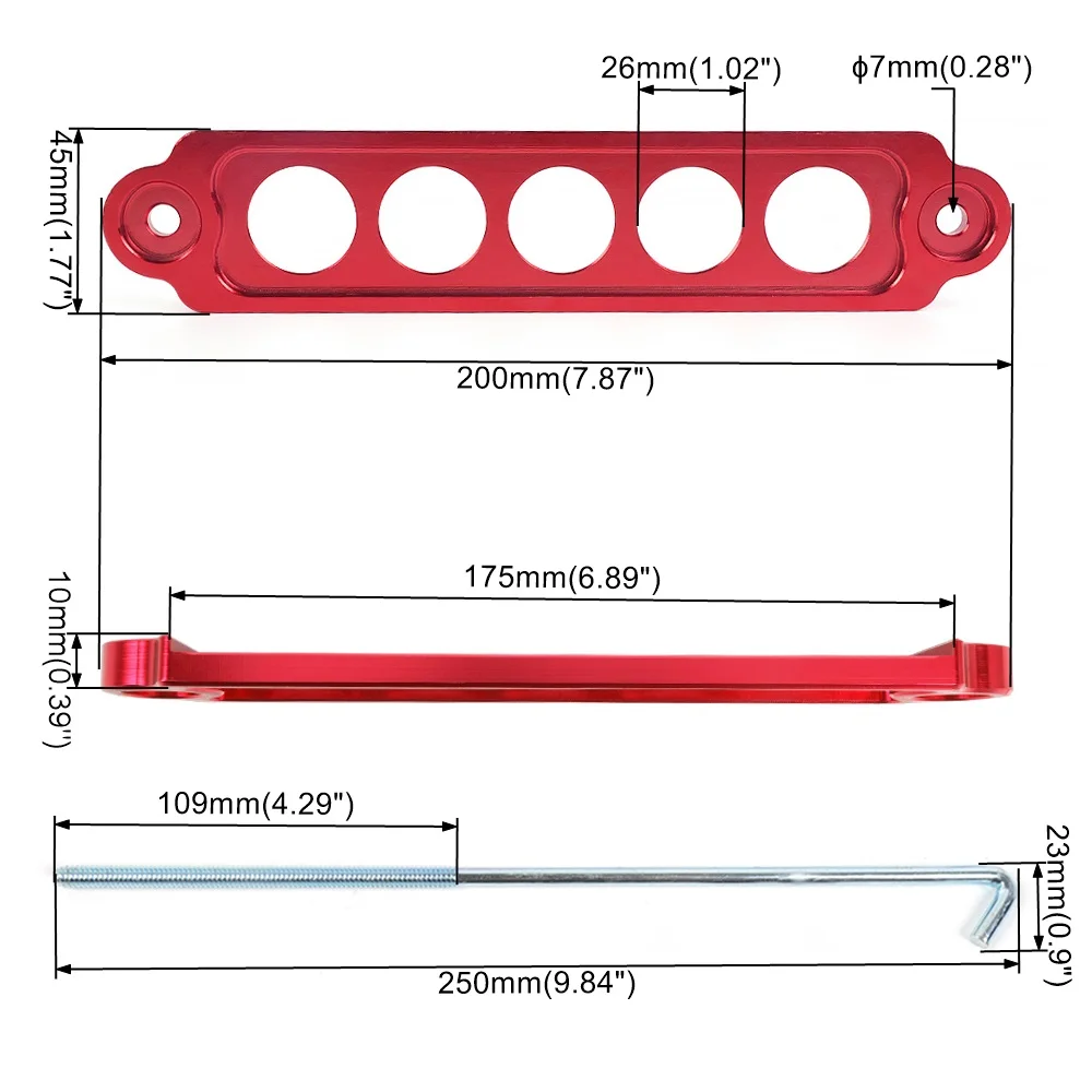 200mm Universal Aluminum Car Battery Tie Down Mount Holder Bracket Brace Battery Fasten Bracket Lock 20cm BTD042