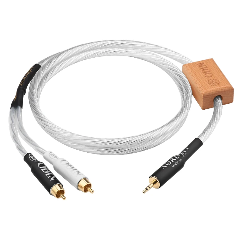 Odin HiFi 3.5 2RCA 케이블 7N OCC 혼합 실버 스테레오 3.5mm 잭 2RCA 남성 오디오 케이블 (앰프 용) 홈 시어터 스피커