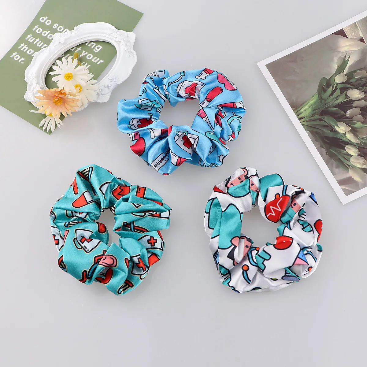 Doctor Nurse Hair Scrunchies Women Hair Ties Decorations Hair Rope Rubber Bands Headwear Hair Ring Fashion Accessories Gifts