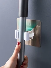  2/4PCS Multi-Purpose Hooks Mop Holder Wall Mounted Mop Organizer Broom Hanger Hook Bathroom Waterproof Wall Hook Self-Adhesive 