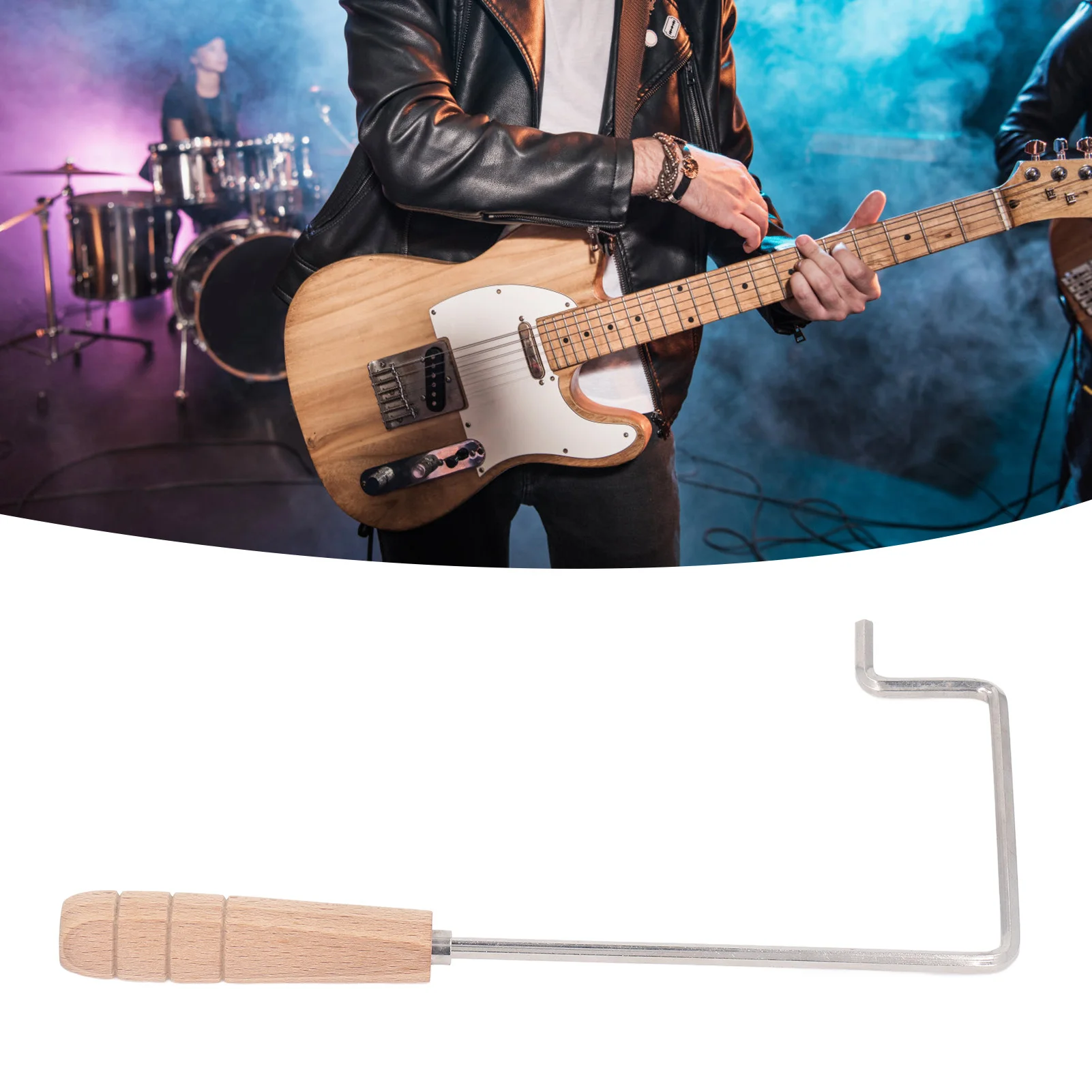 

Guitar Hex Wrench Extended 4mm Hex Key Solid Wood Handle Guitar Adjustment Tool For Maintenance