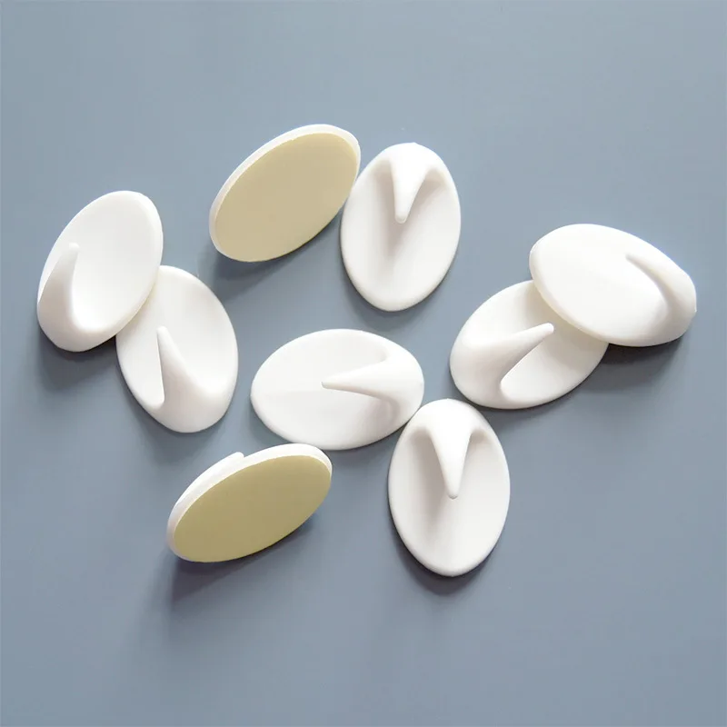 5/10PCS/set Strong Adhesive Hook Non-marking Plastic Bathroom Kitchen Non-perforated Door Cabinet Hook Key Clothes Holder Wall 4