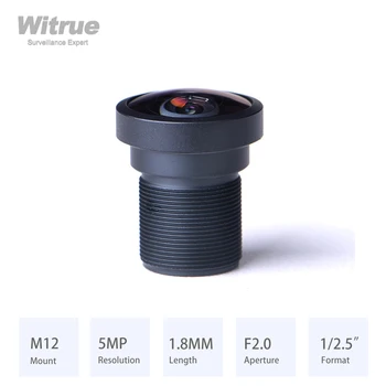 Witrue 어안 렌즈 광각 HD 5MP 1.8MM M12 마운트 F2.0, 감시 보안 카메라 CCTV 액세서리, 1/2 인치
