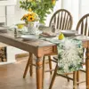 Spring Green Flowers Eucalyptus Linen Table Runner Holiday Party Decor Farmhouse Kitchen Dining Table Runner Wedding Decoration 5