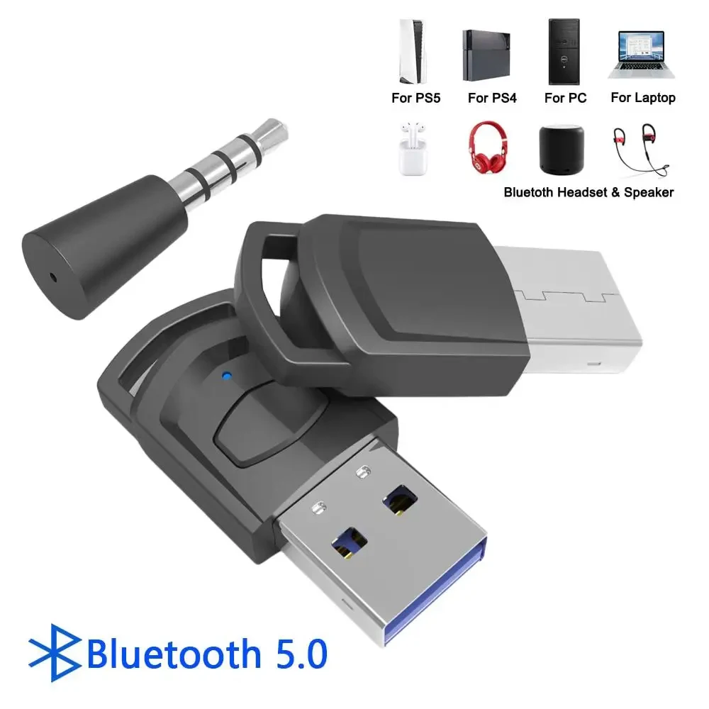 Wireless Headphone Adapter Receiver for PS5/PS4 Game Console PC Headset