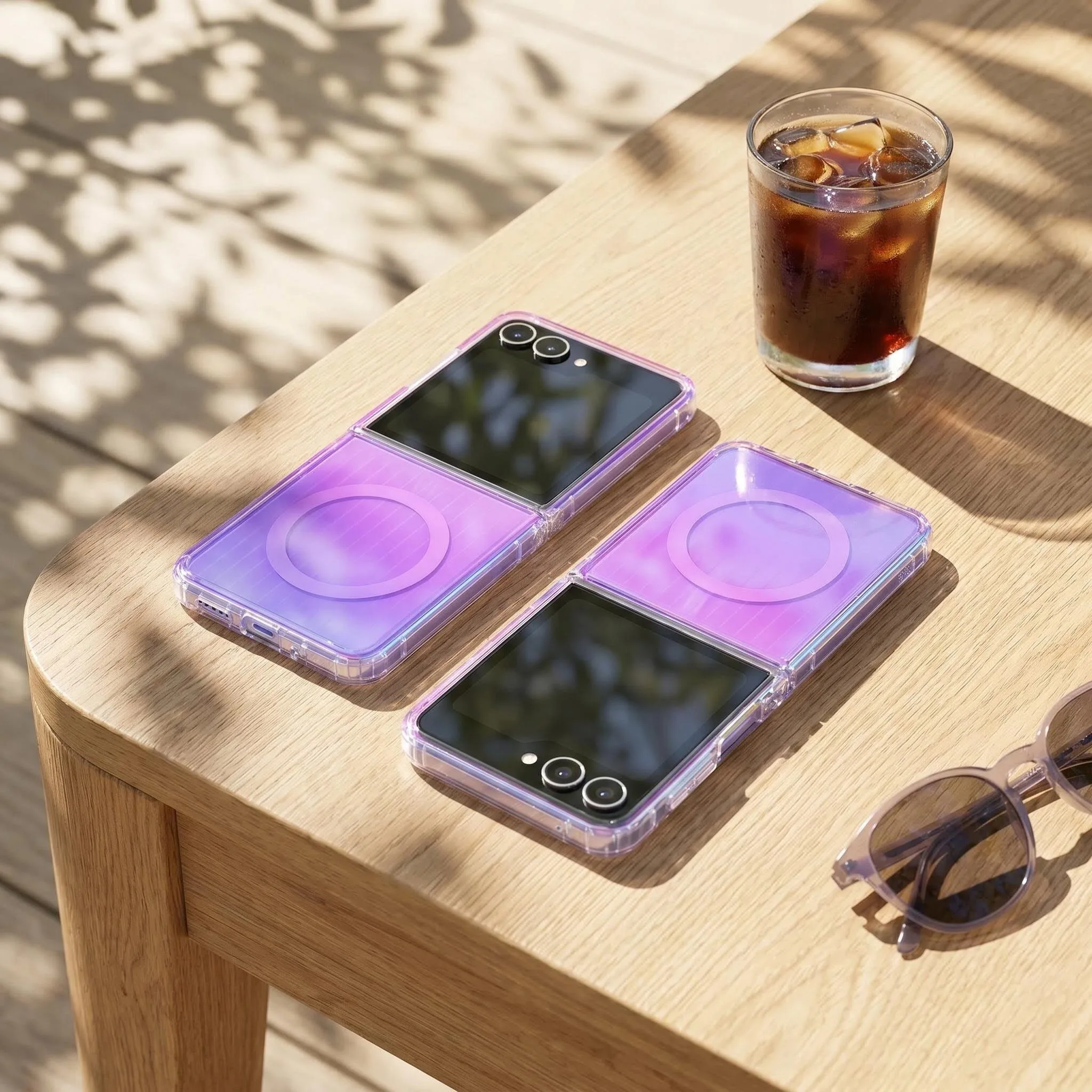 Laser-Cut Bright Transparent Folding Case with Dazzling PC+TPU Design