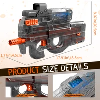 P90 New Color! Electric Gel Gun Explosive Gun - Transparent Black, Fully Automatic Splash Ball Toy Gun, Suitable for Outdoor Activities - Outdoor Shooting Team Game 2