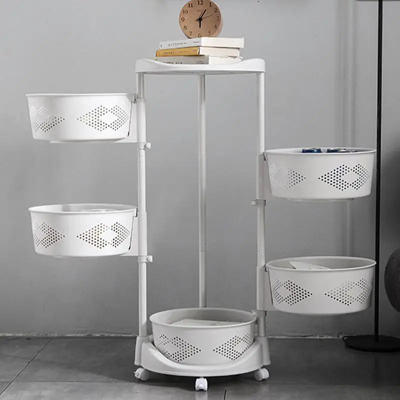 

Food Storage Rotating Shelves Wheels Fruit Basket Rolling Storage Cart Vegetable Storage Fruit Basket All Purpose Movable