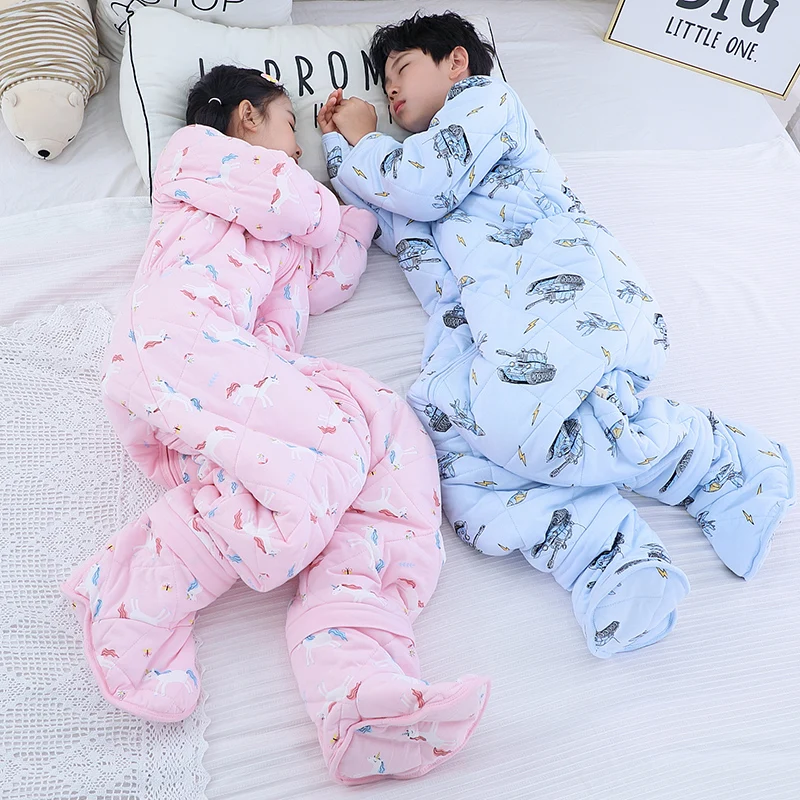 Baby Sleeping Suit Winter Warm 100% Cotton Bag Sleeps Bag For Kid Jumpsuit Sleeping Bag Baby One-piece Suit Temperature 20℃ original disney baby sleeping universal thick pure cotton quilt newborn sleeping bag sleeping bag baby baby sleeping bag