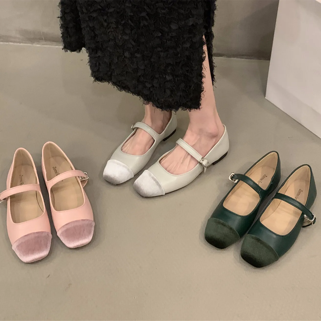 

Bailamos 2023 Autumn Women Flat Shoes Fashion Round Toe Shallow Slip On Ladies Mary Jane Shoes Soft Sole Outdoor Dress Shoes Muj