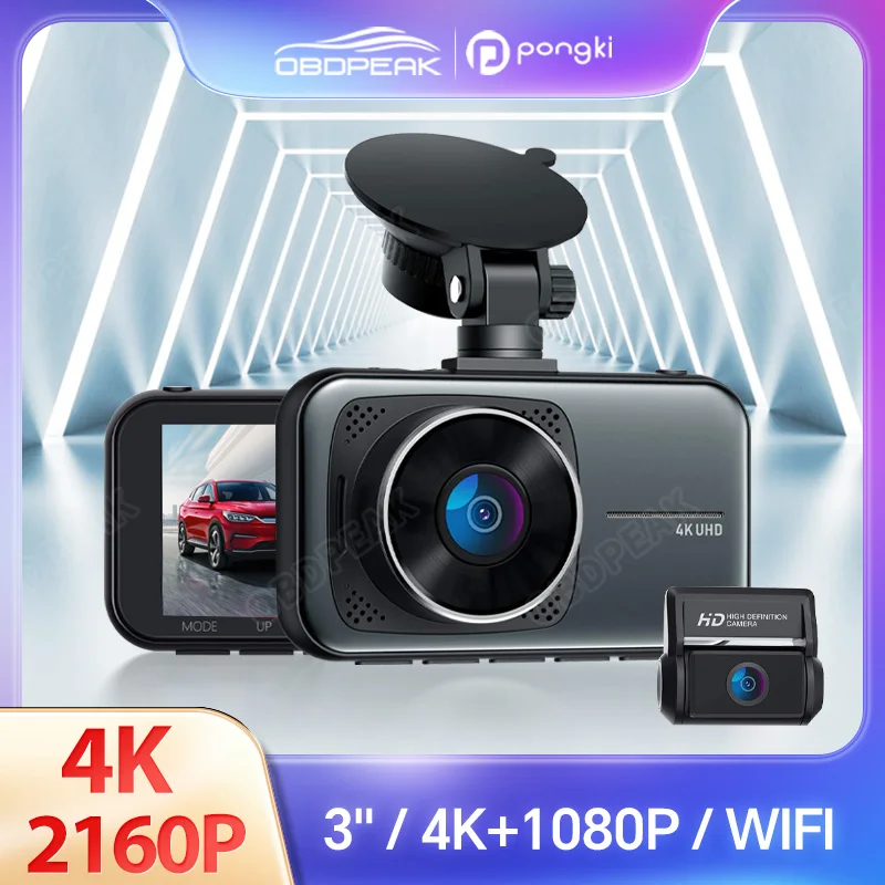 

UHD Dash Cam Vehicle mounted Night vision function 3-inch front and rear cameras 3860*2160 4K 170° wide angle picture recording