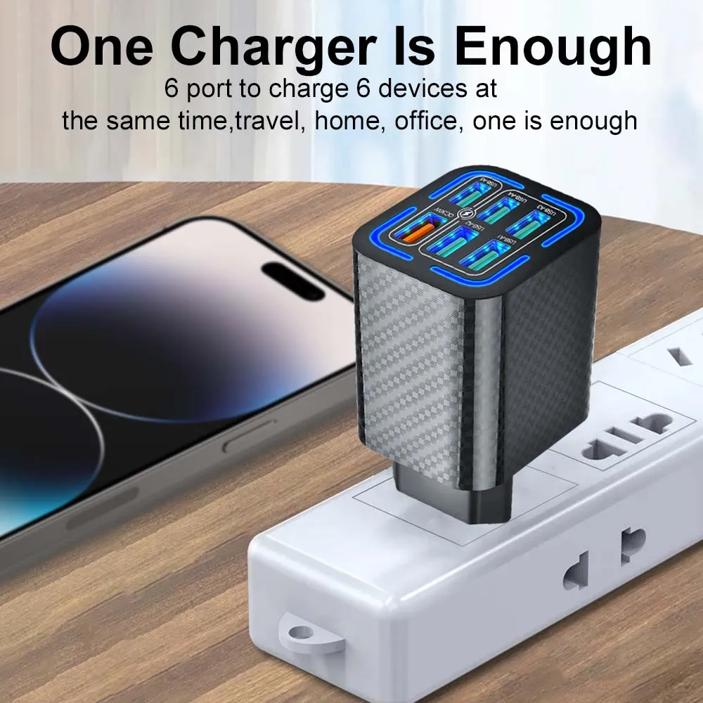 6 Ports USB Fast Charger Wall Adapter Super Fast Charging For Iphone Samsung Xiaomi Huawei Oppo