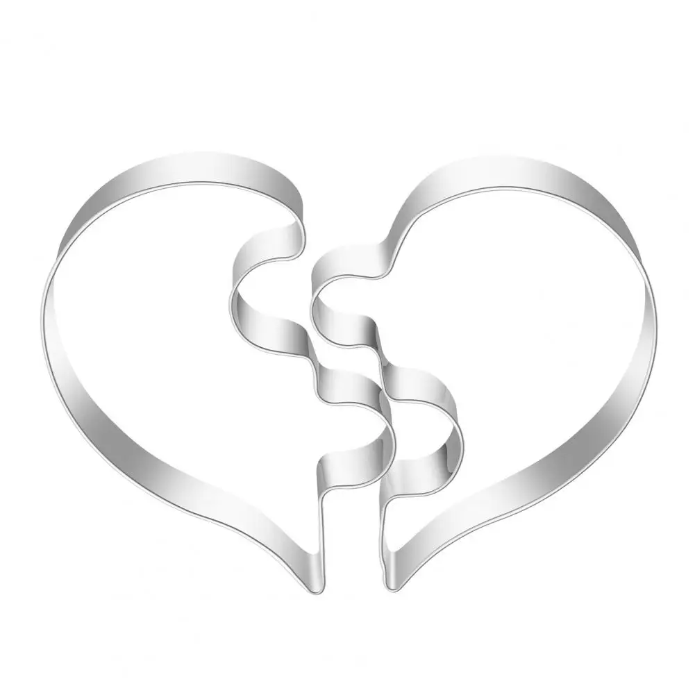 Stainless Steel Heart-shaped Mold Non-stick Dessert Mold Heart Shape Cookies Cutters Set for Valentine's Day Baking