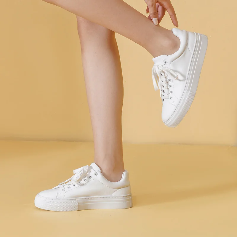 Casual Sneakers Women Cow Leather Sewing Shoes Round Toe Cross-Tied Ladies Flats Handmade women shoes,women sneakers,women flats