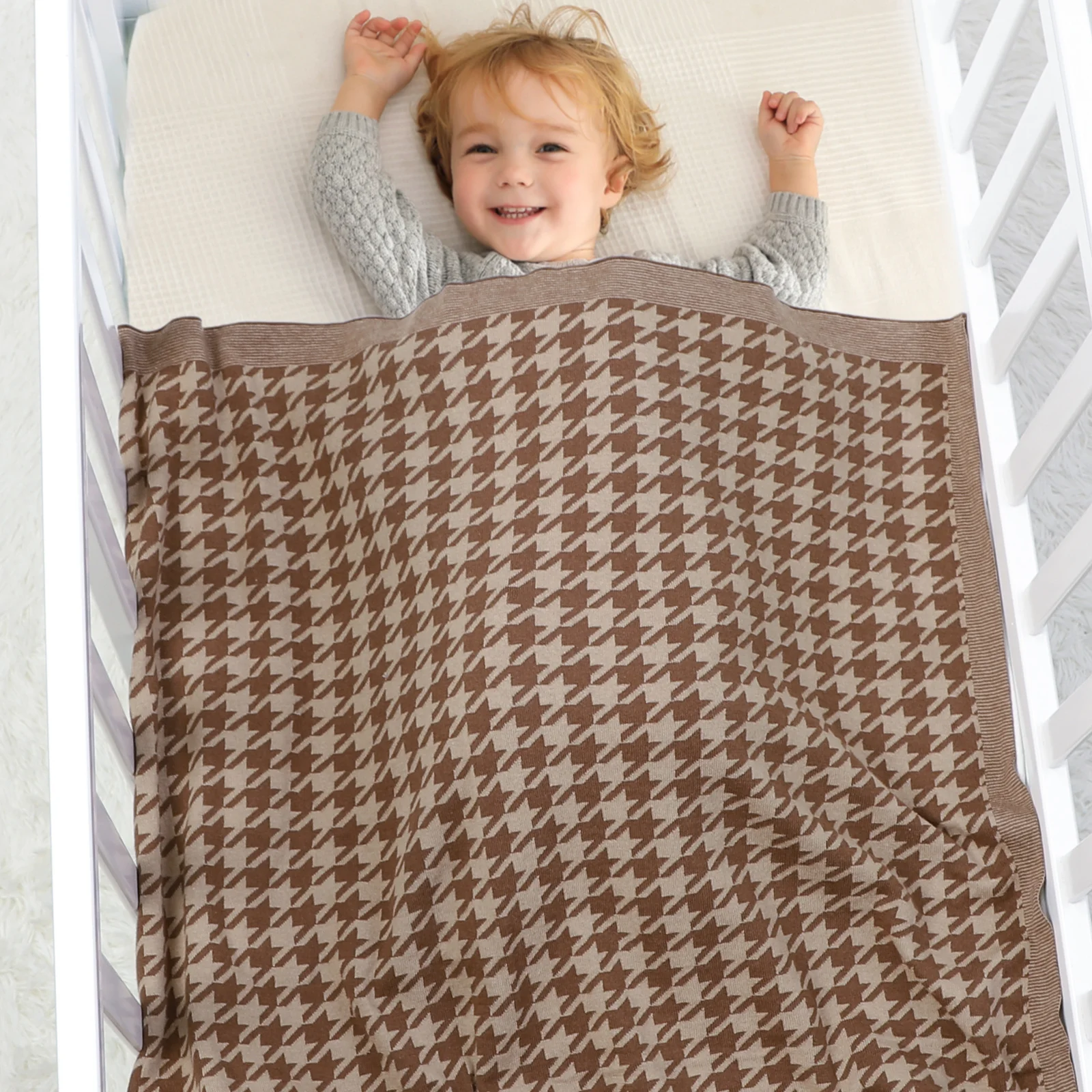 

Super Soft Baby Blankets Newborn Girls Boys Monthly Swaddle Wrap Quilts Plaid Cotton Knitted Toddler Infant Stroller Bedding Mat