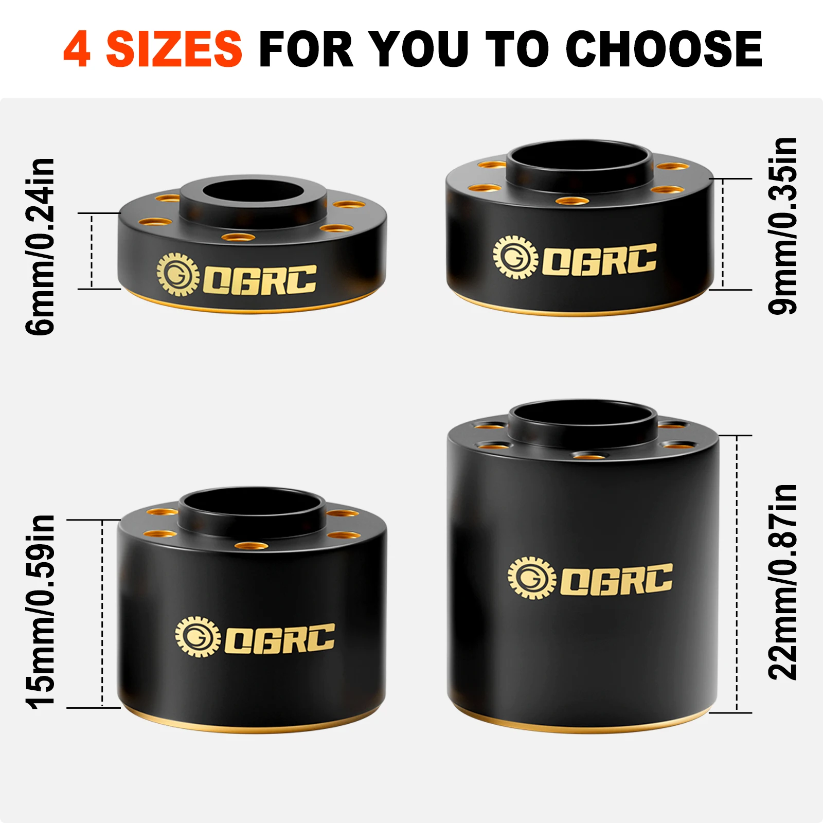 OGRC Brass Weights 12mm Hex Hub Wheel Adapter Widen 6/9/ 15/22mm for 1/10 SCX10 TRX4 GEN7 8 1.9 2.2Inch RC Crawler Wheels – Detail 6
