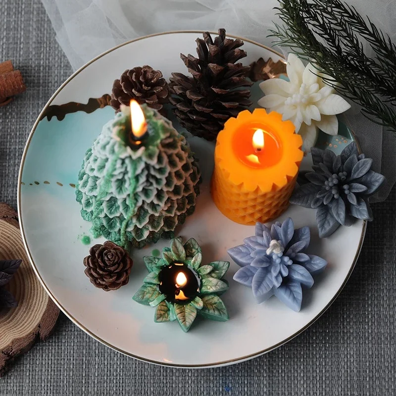 Christmas Flower Silicone Mold Aromatherapy Candle Resin s Cake Decorating Handmade Soap Making