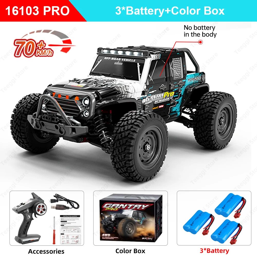 16102 PRO 1:16 High Speed RC Car With LED Light Drift 70KM/H