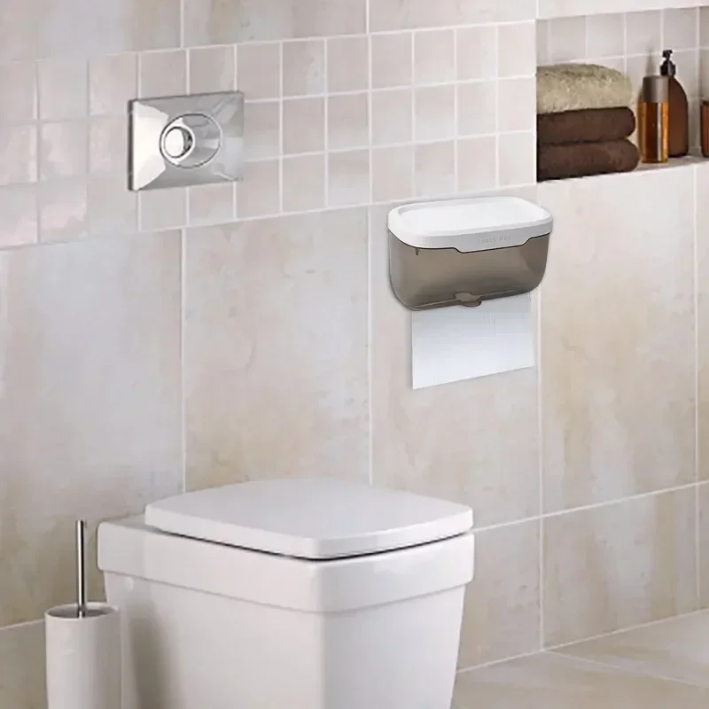 Tissue Holder Bathroom Bedroom Office Desk Wall Mounted Durable Waterproof Tissue Box