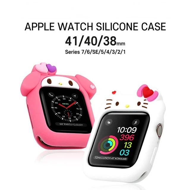 Hello Kitty Iwatch Tok Az Apple Watch Serie 7 6 Se 5 4 3 2 41Mm 40 Mm 38 -Es Szilikon Nők Rajzfilm Aranyos Kawaii Védő Borító - Image 2