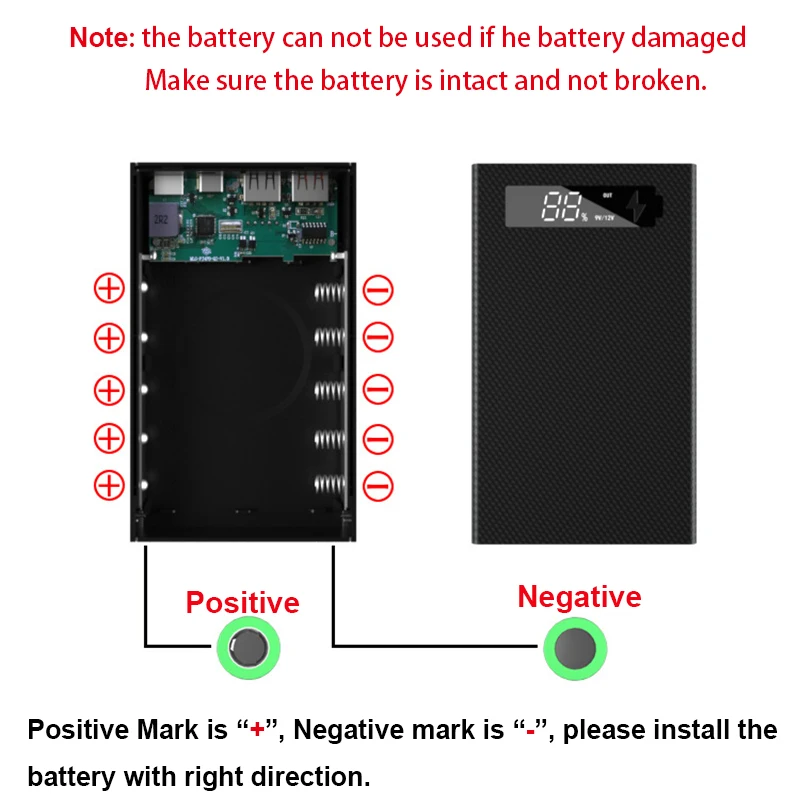 Battery Holder 18650 Battery Holder Detachable Power Bank Case 12V PD QC3.0 USB C Quick Wireless Charging DIY Shell 5*18650 Battery Storage Box