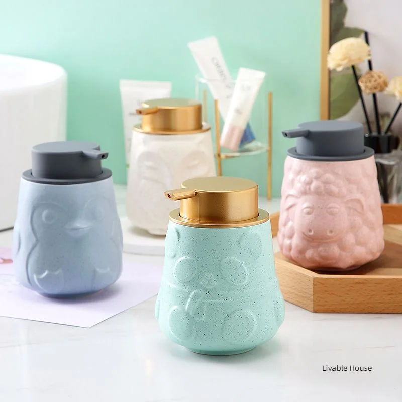 

Ceramic portable soap dispenser shampoo bottle shower gel foaming antibacterial ceramic bottle shampoo lotion bathroom supplies