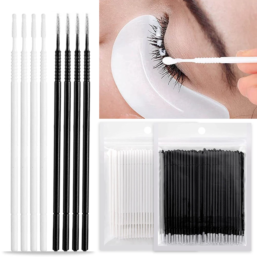 100Pcs Long Head Micro Brushes Disposable Microbrush Applicators Makeup